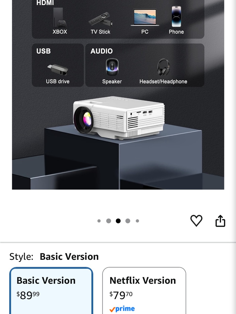 Portable Projector with Screen - White - Picture 2 of 3